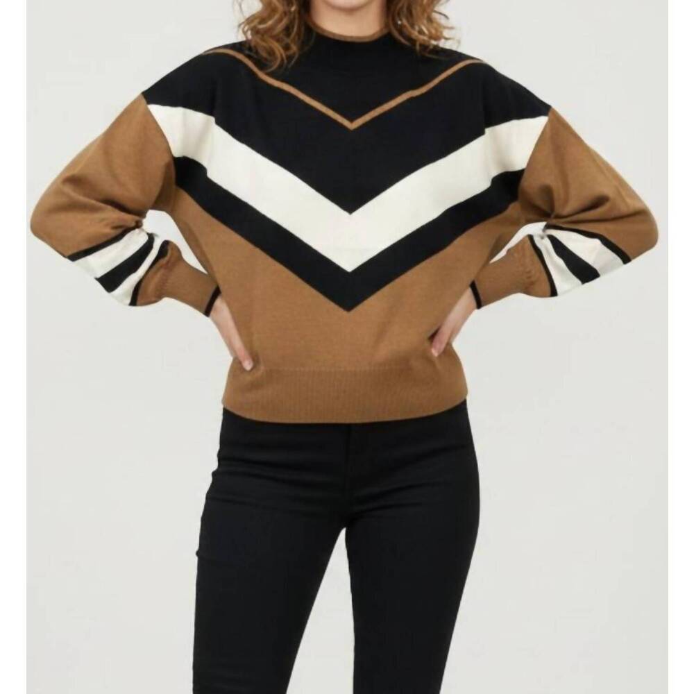 NEW KATHIE K knit sweater in brown combo